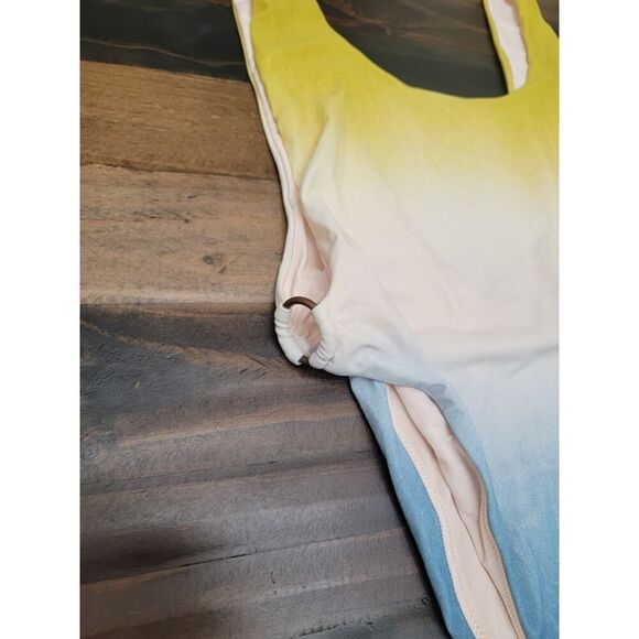 Aerie Ombre Tie-Dye One Piece Swimsuit Open U Back Monokini High Leg Size XL - Picture 7 of 10